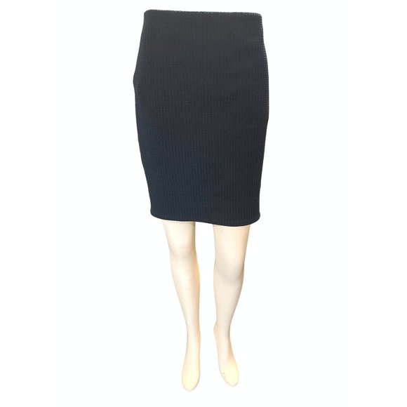 Ann Taylor LOFT Polyester Spandex Dark Navy Blue Pencil Midi Skirt Size M - Picture 1 of 10